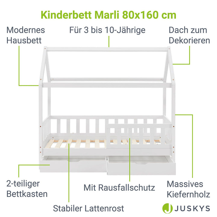 Kinderbett Marli 80 x 160 cm mit Bettkasten