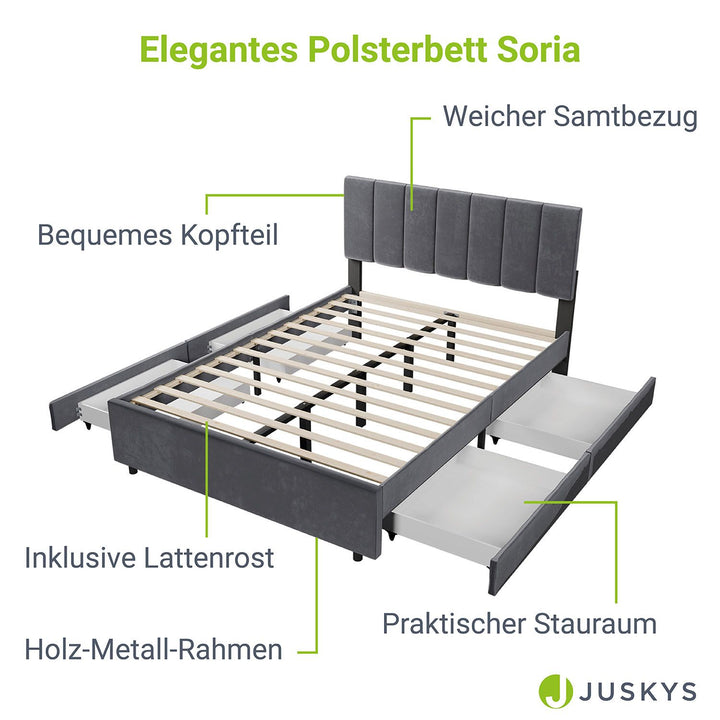 Samt Polsterbett Soria