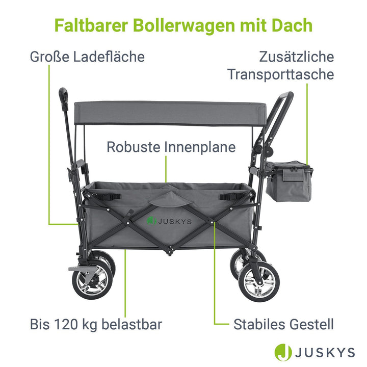 Faltbarer Bollerwagen mit Dach & Tasche