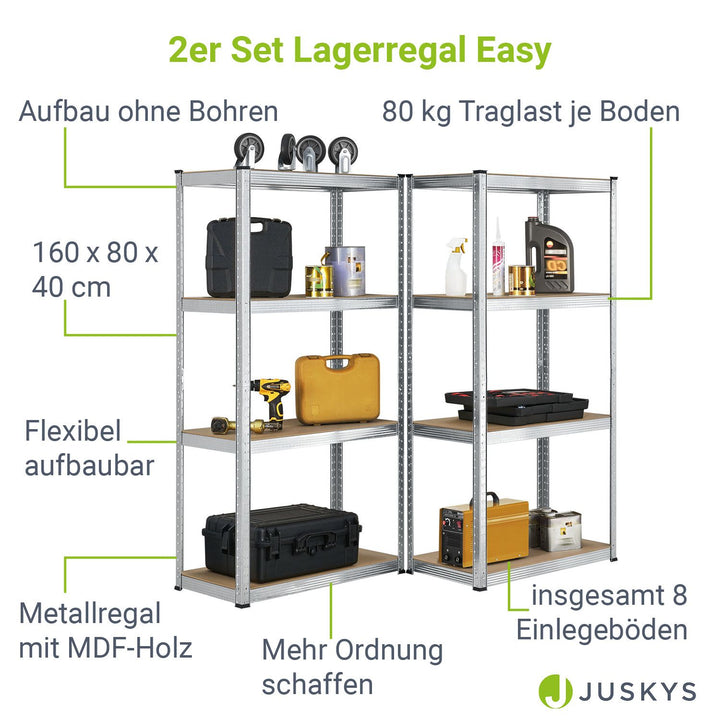 Lagerregal Easy 2er Set 160 x 80 x 40 cm