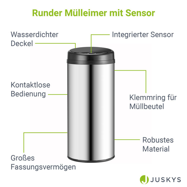 Runder Mülleimer mit Sensor