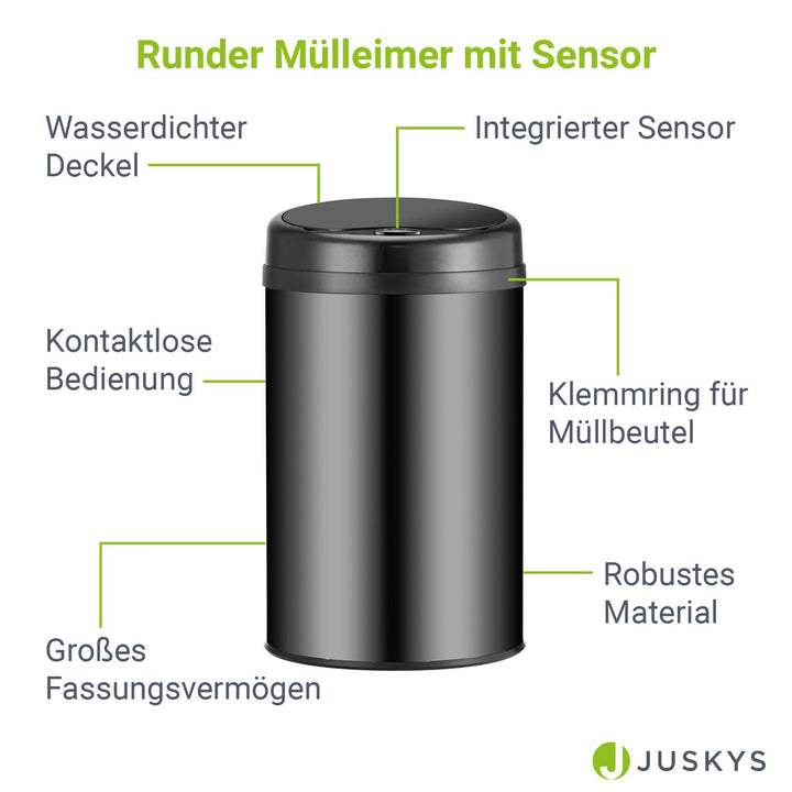 Runder Mülleimer mit Sensor