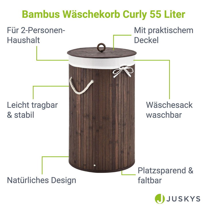 Bambus Wäschekorb Curly-Round