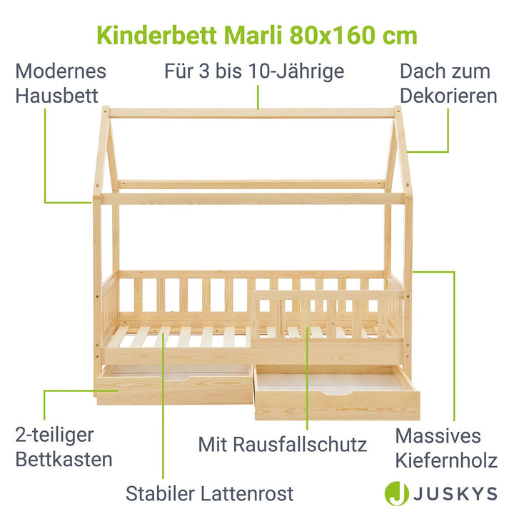 Kinderbett Marli 80 x 160 cm mit Bettkasten