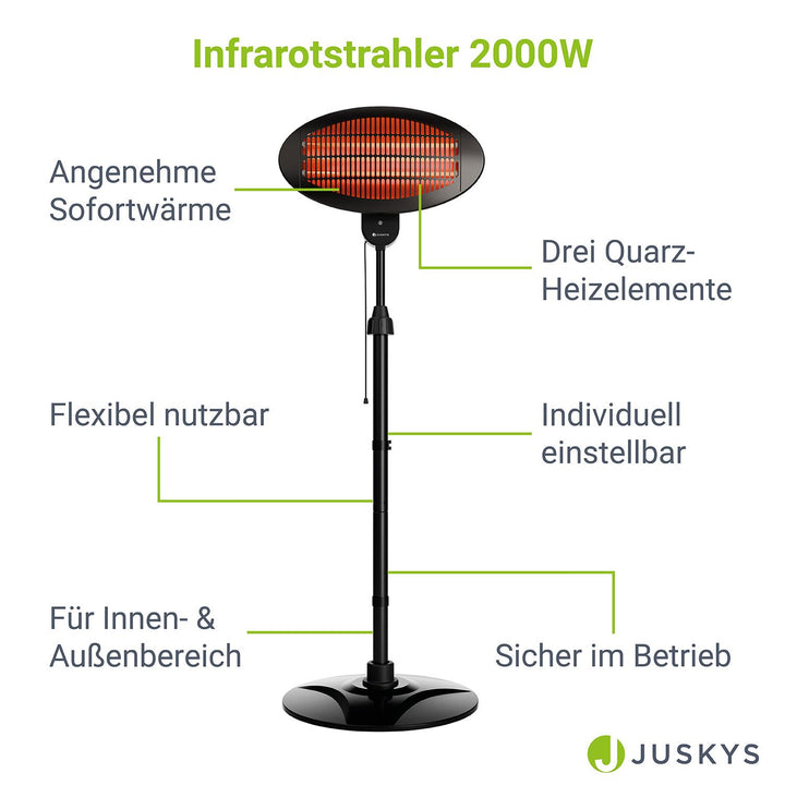 Infrarotstrahler 2000W Schwarz außen