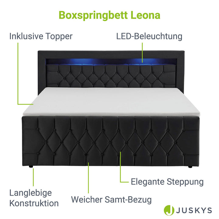 Boxspringbett Leona - Samt