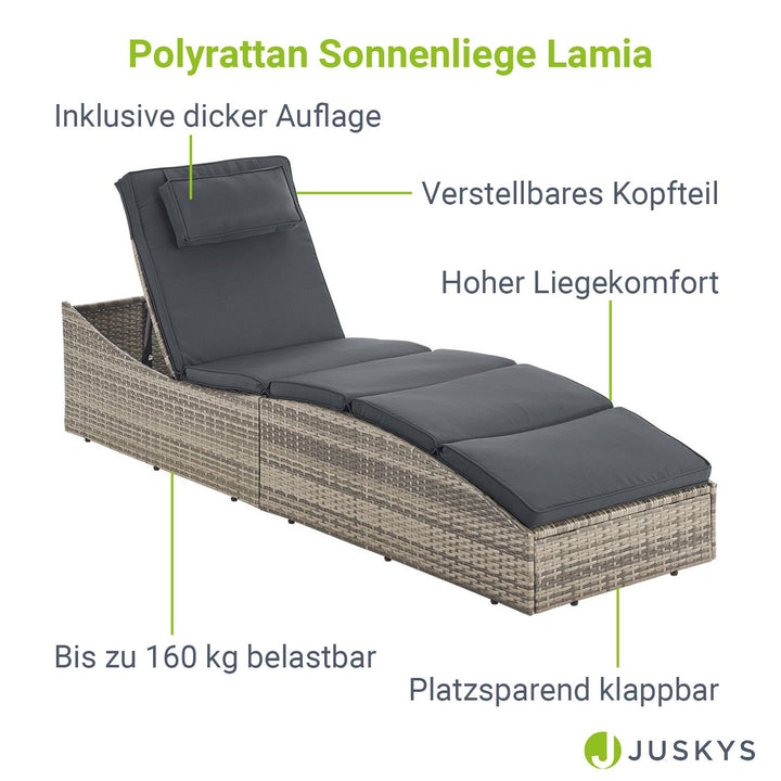 Faltbare Polyrattan Sonnenliege Lamia