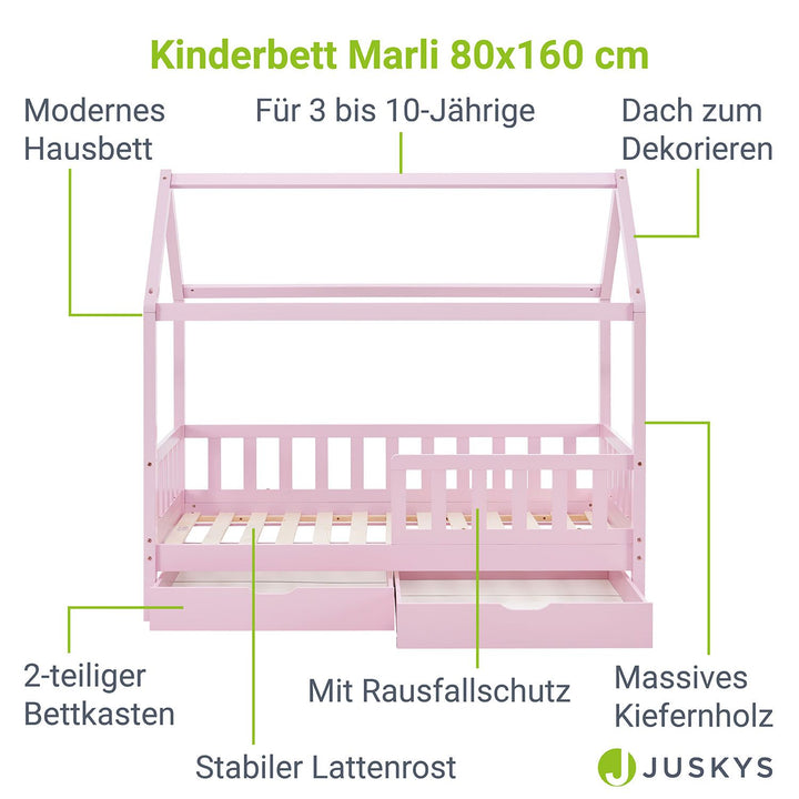 Kinderbett Marli 80 x 160 cm mit Bettkasten