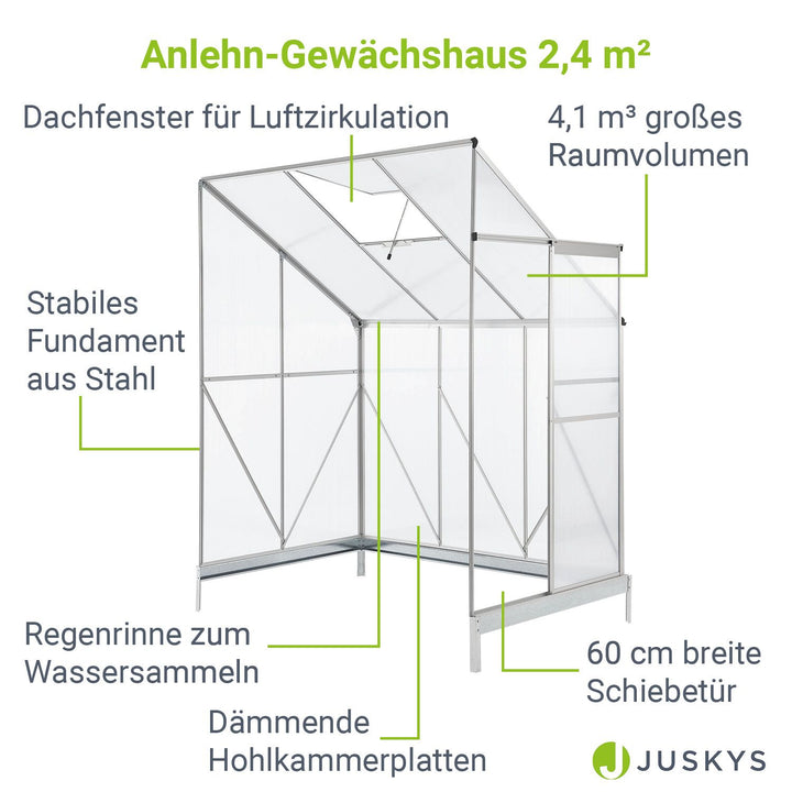 Aluminium Gewächshaus inklusive Fundament