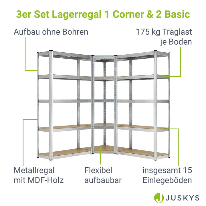 3er Regalsystem 1 Corner & 2 Basic