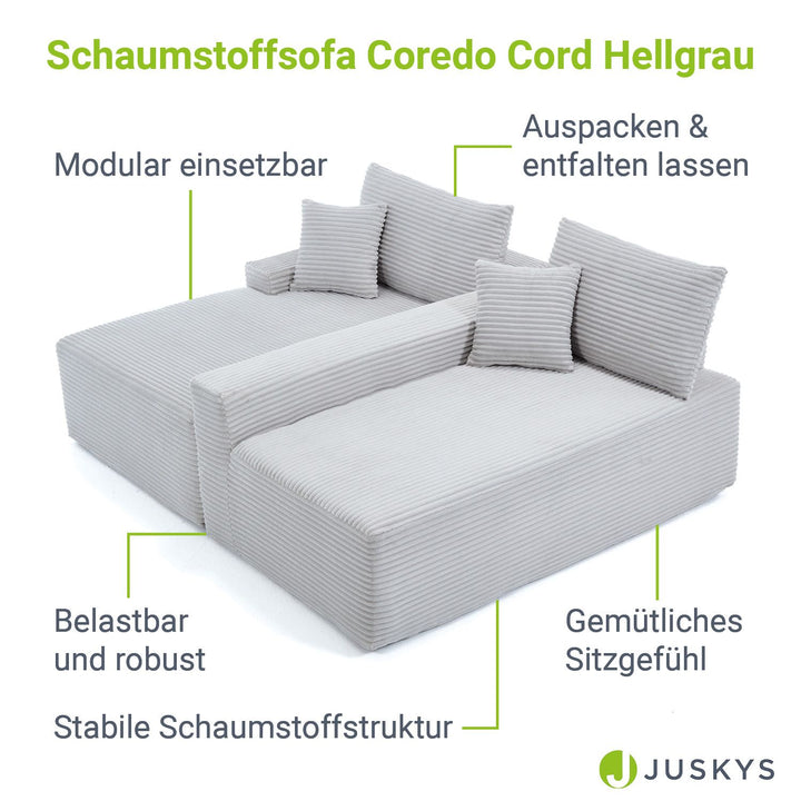 Sofa Coredo mit Cord Bezug & Dekokissen