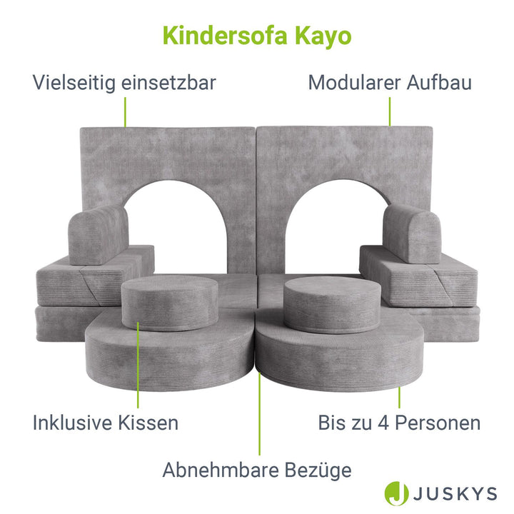 Kindersofa Kayo mit Cord Bezug & Kissen