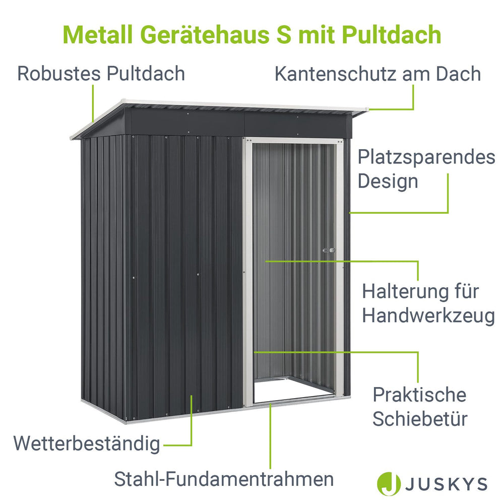 Metall Gerätehaus S mit Pultdach