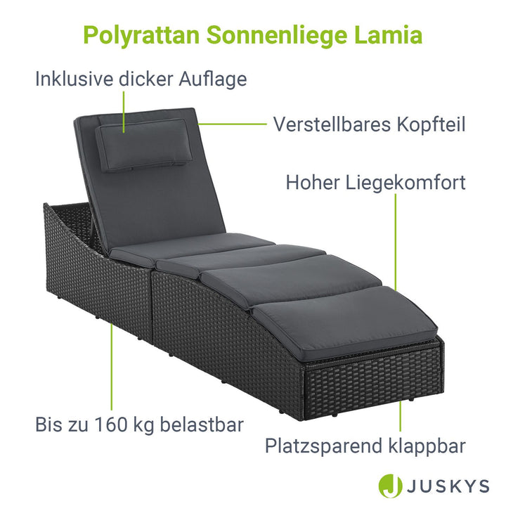 Faltbare Polyrattan Sonnenliege Lamia