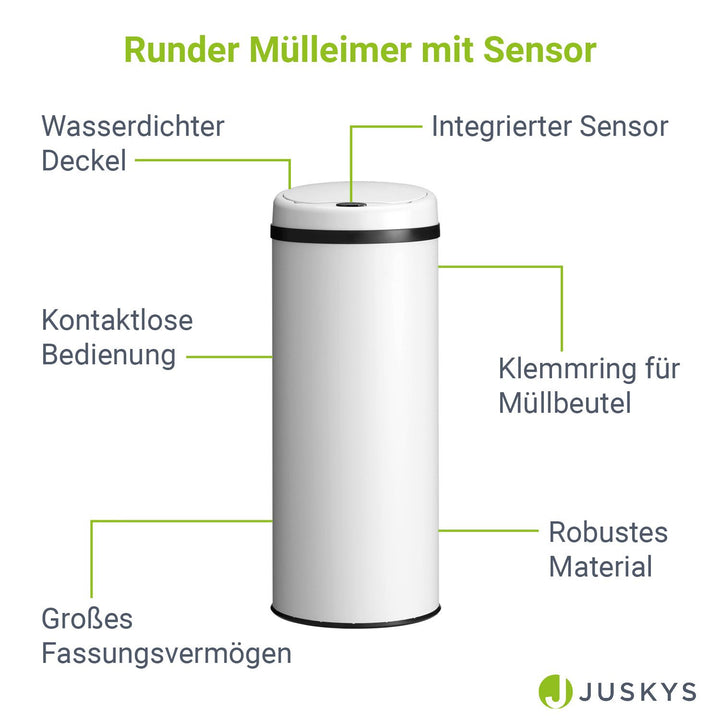 Runder Mülleimer mit Sensor