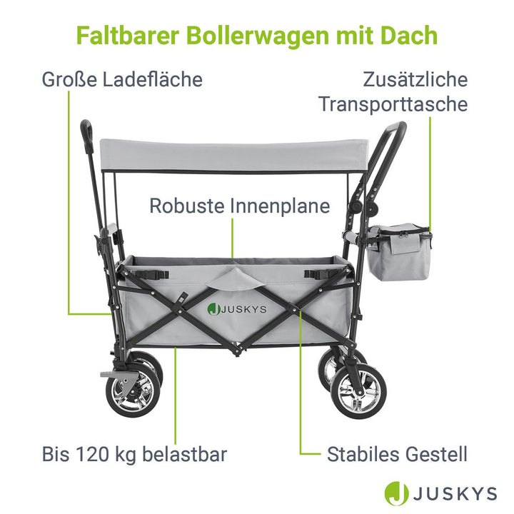 Faltbarer Bollerwagen mit Dach & Tasche