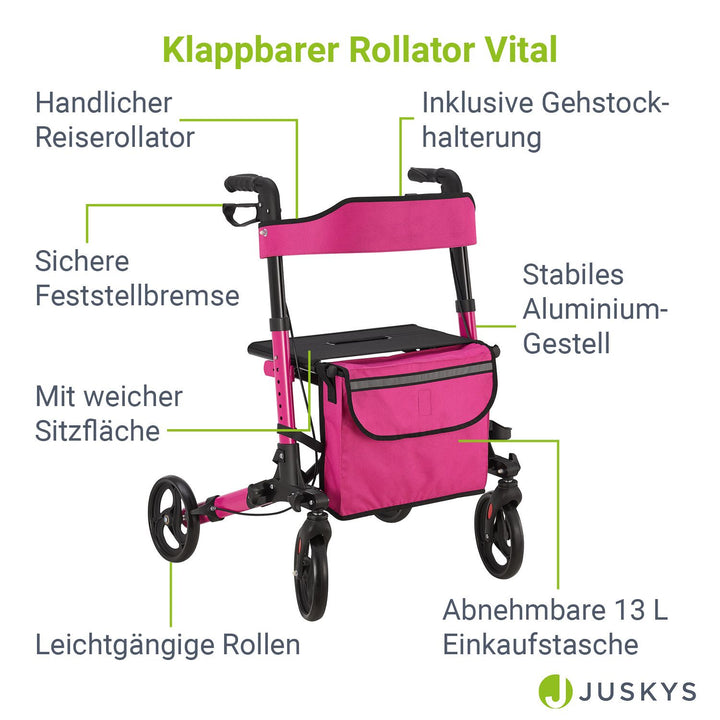 Aluminium Rollator Vital mit Sitz