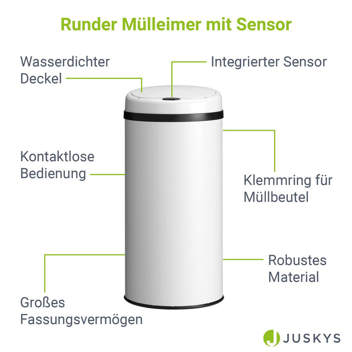 Runder Mülleimer mit Sensor