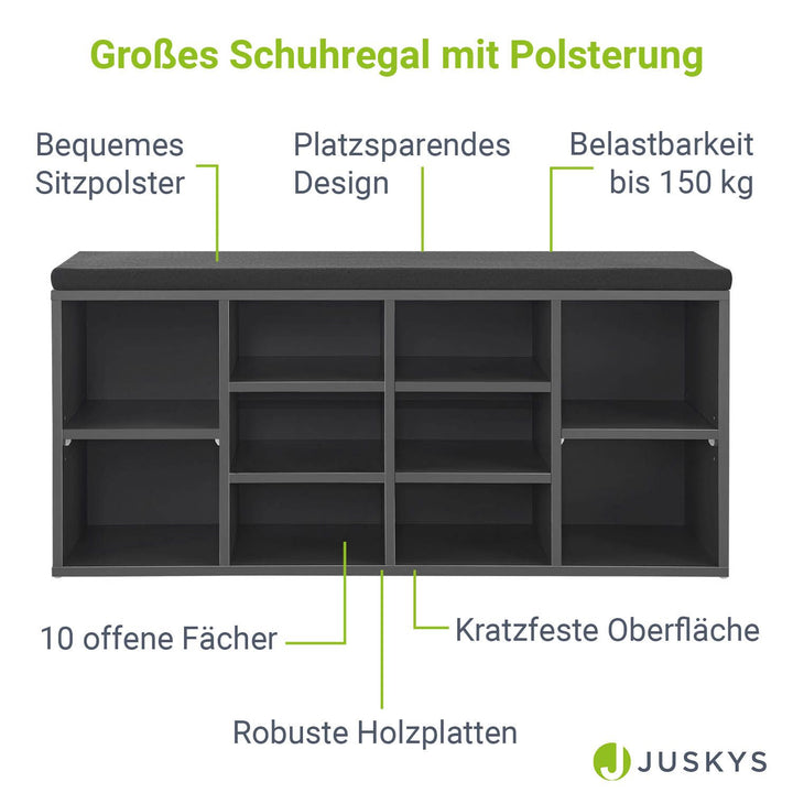 Schuhregal aus Holz 104 x 30 x 48 cm