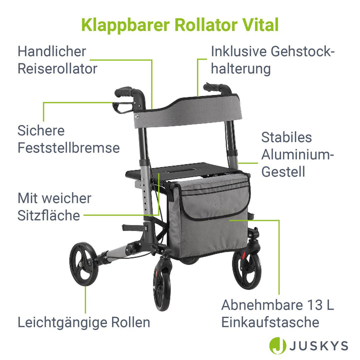 Aluminium Rollator Vital mit Sitz
