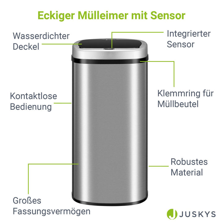 Rechteckiger Mülleimer mit Sensor