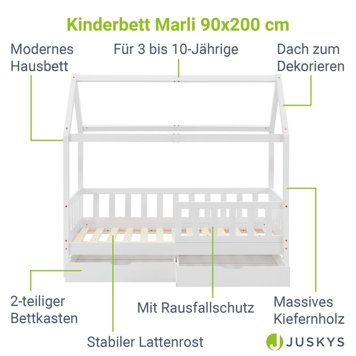 Kinderbett Marli 90 x 200 cm mit Bettkasten