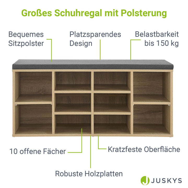 Schuhregal aus Holz 104 x 30 x 48 cm
