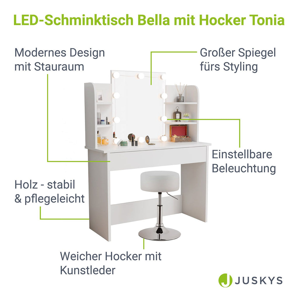 Schminktisch Bella mit Hocker Tonia