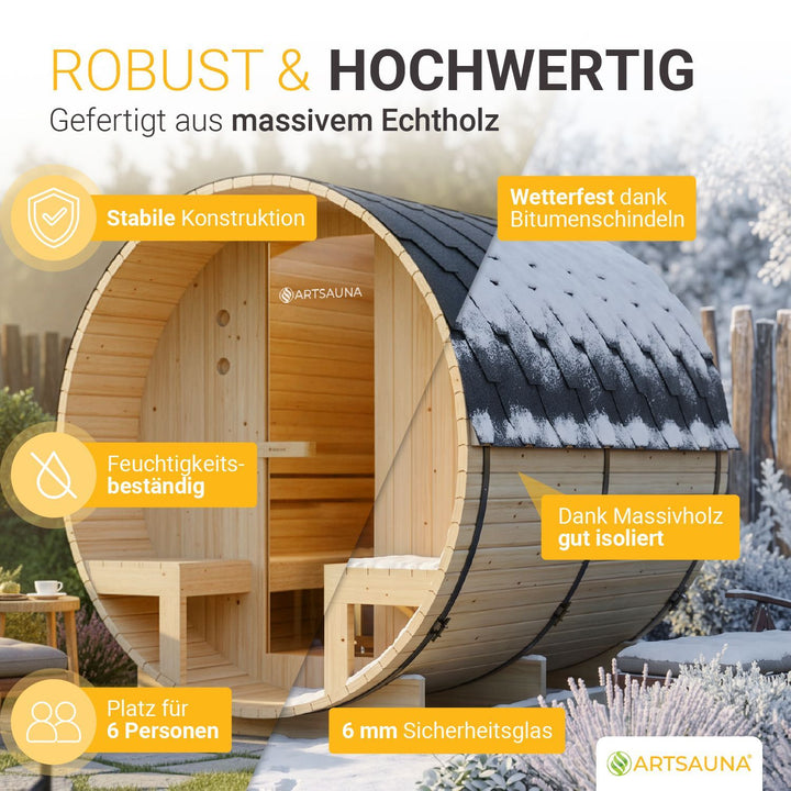 Fasssauna Spitzbergen mit Saunaofen