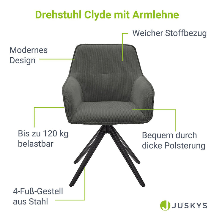 Drehstuhl Clyde mit Cord