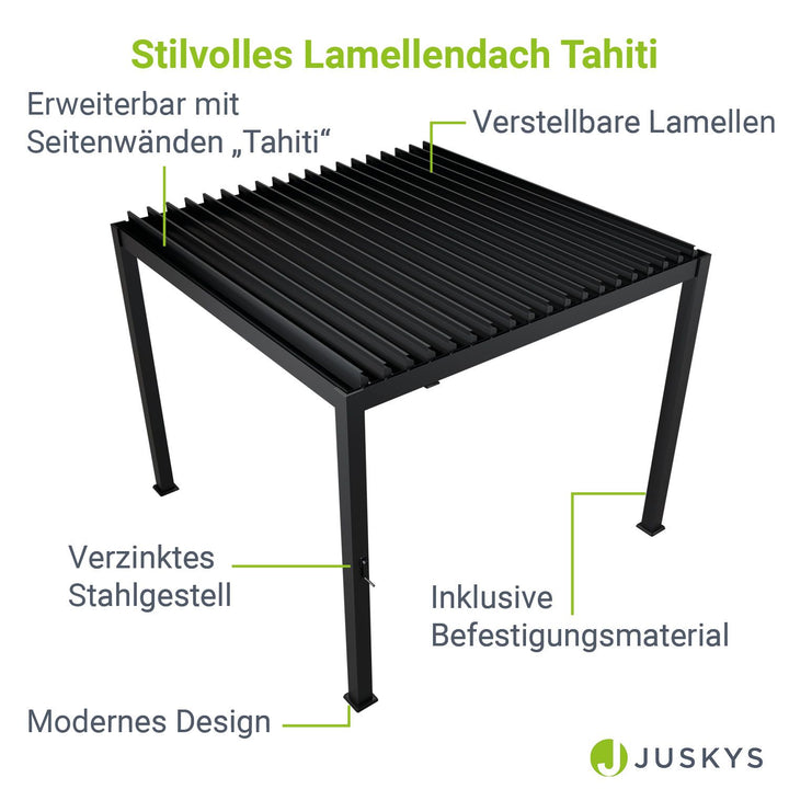 Lamellendach Tahiti 3 x 3 m inkl. 1x Seitenwand 3 m