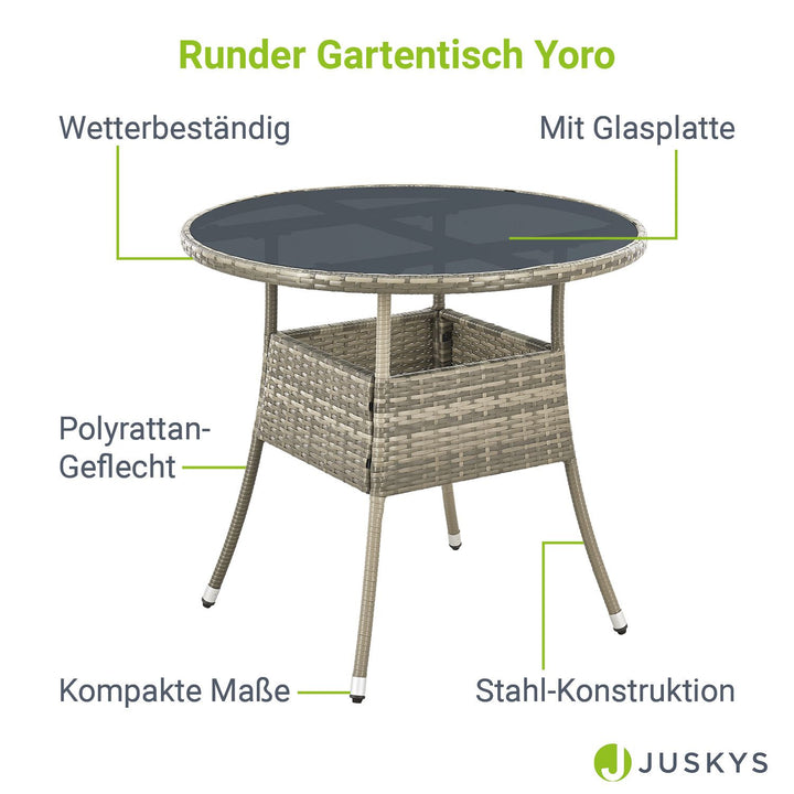 Runder Polyrattan Gartentisch Yoro