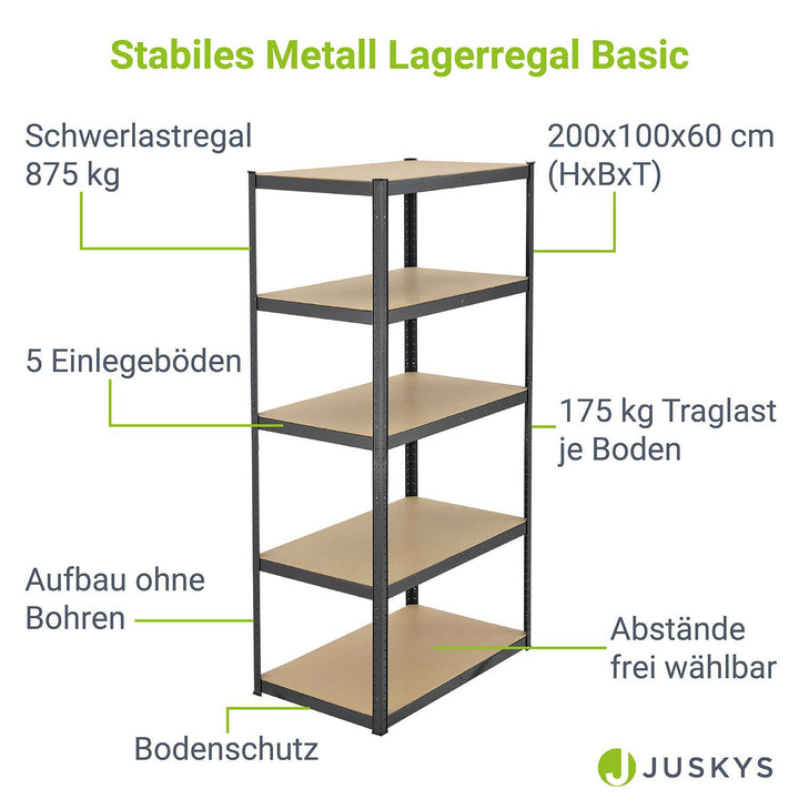 Lagerregal Basic 200 x 100 x 60 cm