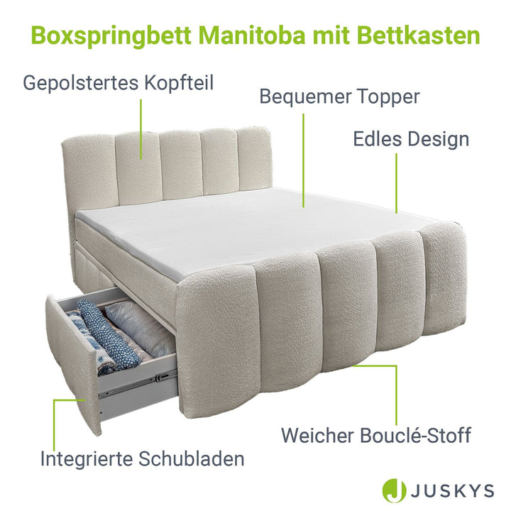 Boxspringbett Manitoba - Bouclé-Stoff