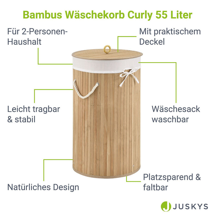 Bambus Wäschekorb Curly-Round