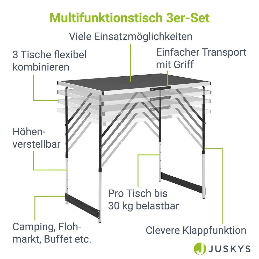 Alu Multifunktionstisch 3-teilig