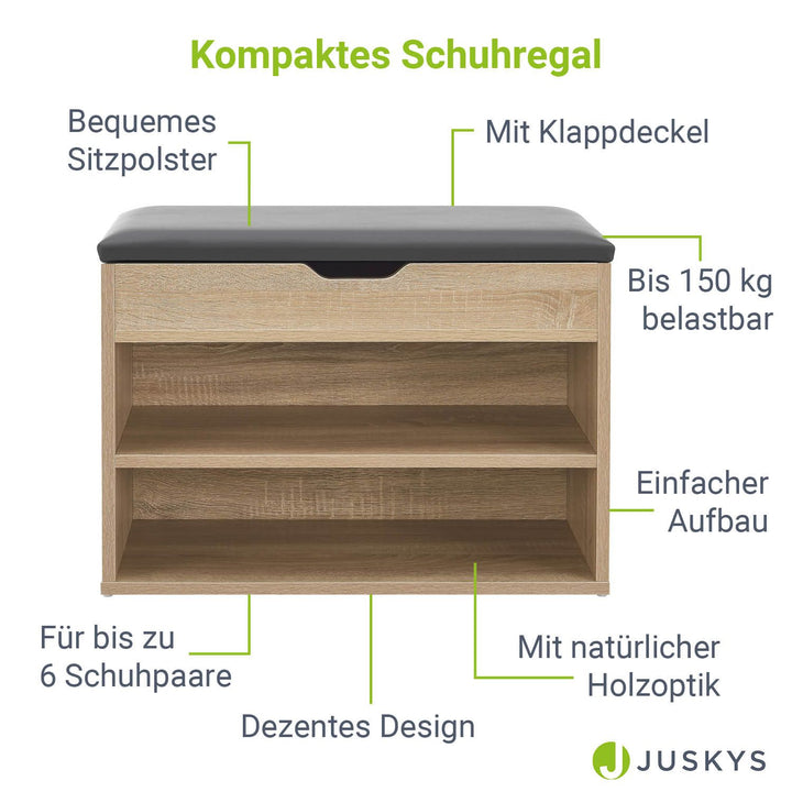 Schuhregal aus Holz 60 x 30 x 44 cm