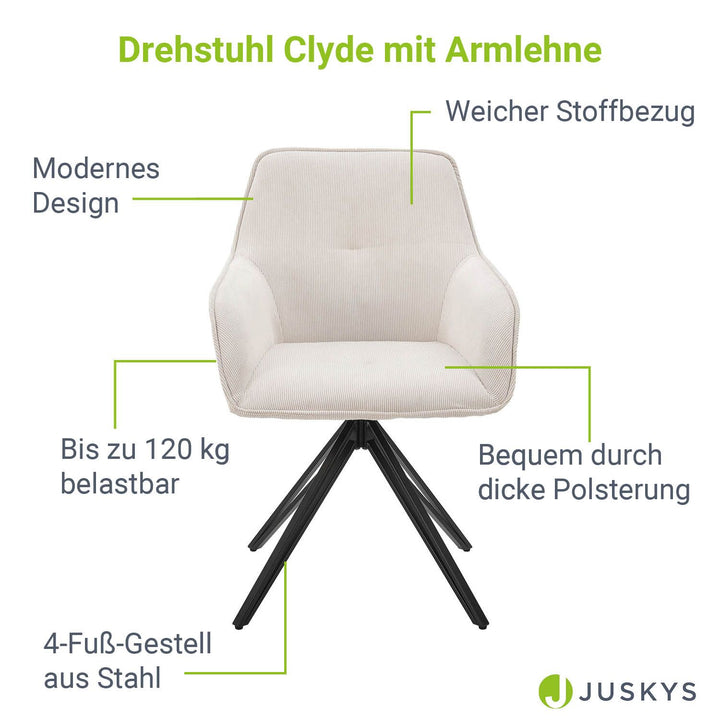 Drehstuhl Clyde mit Cord