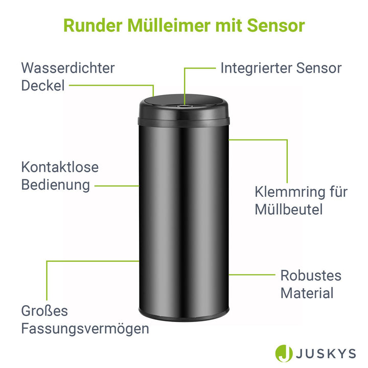 Runder Mülleimer mit Sensor