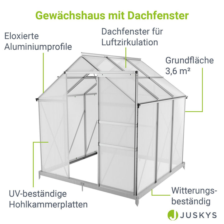 Aluminium Gewächshaus mit Fundament