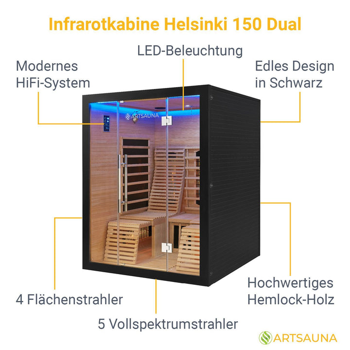 Infrarotkabine Helsinki 150 Black