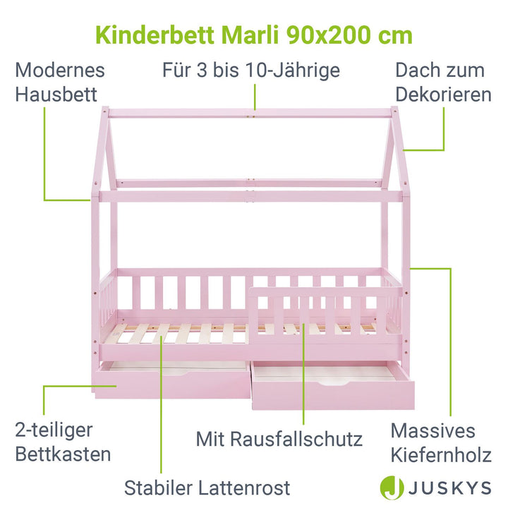 Kinderbett Marli 90 x 200 cm mit Bettkasten