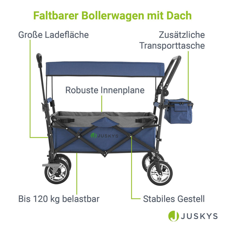 Faltbarer Bollerwagen mit Dach & Tasche