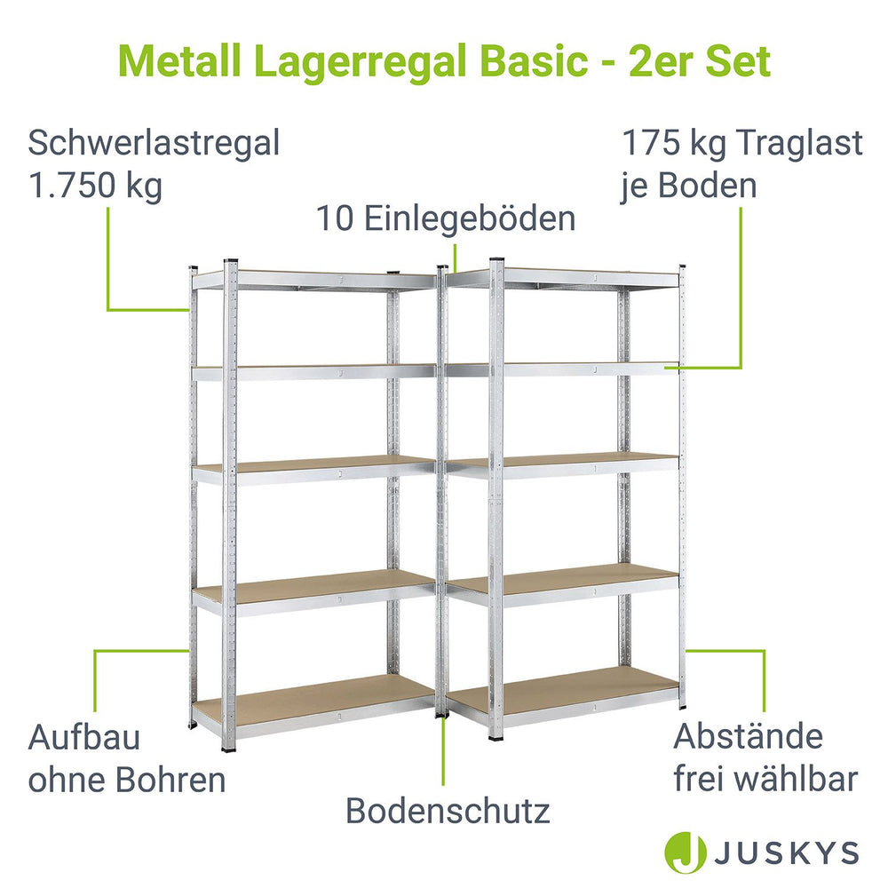 Lagerregal Basic 2er Set 180 x 90 x 40 cm