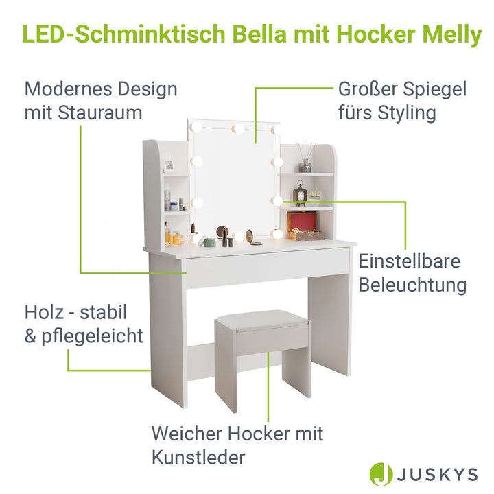 Schminktisch Bella mit Hocker Melly