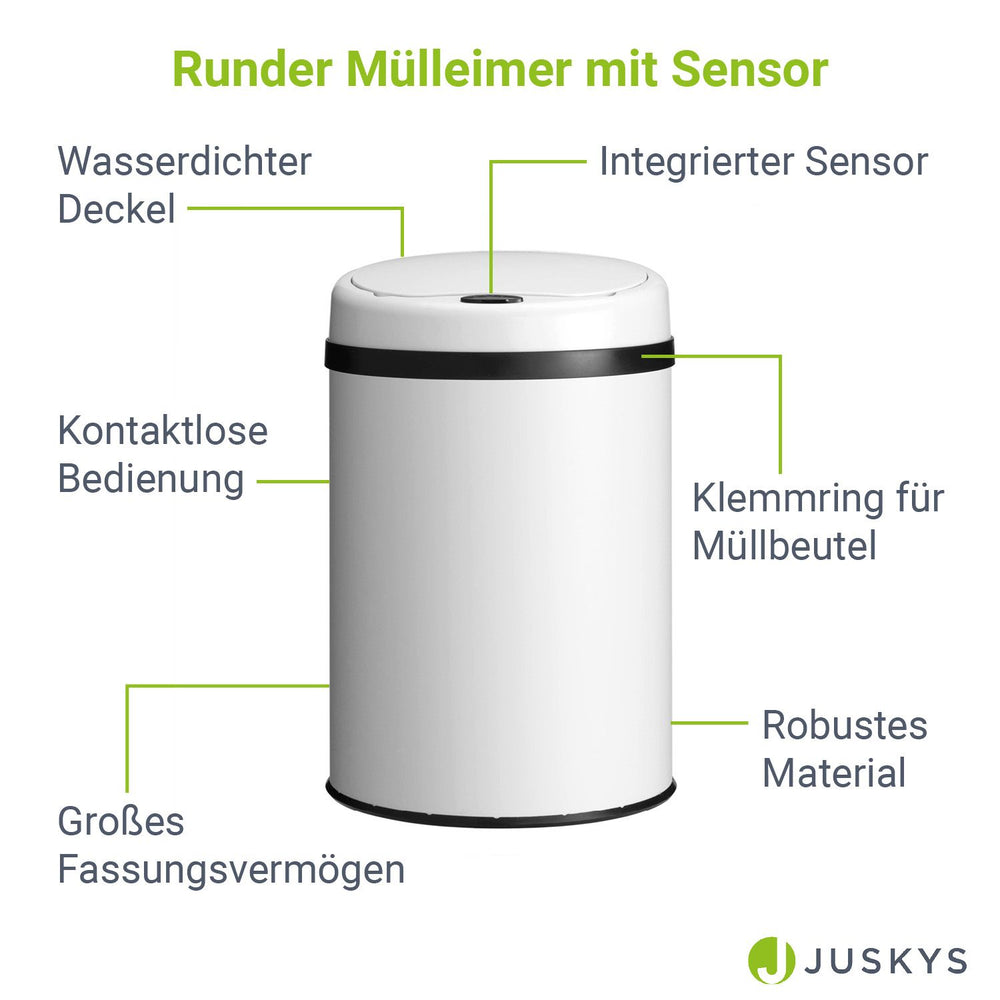 Runder Mülleimer mit Sensor