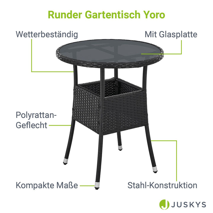 Runder Polyrattan Gartentisch Yoro