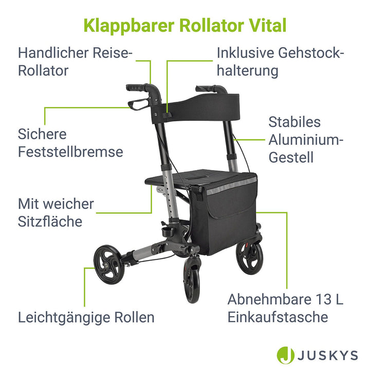 Aluminium Rollator Vital mit Sitz