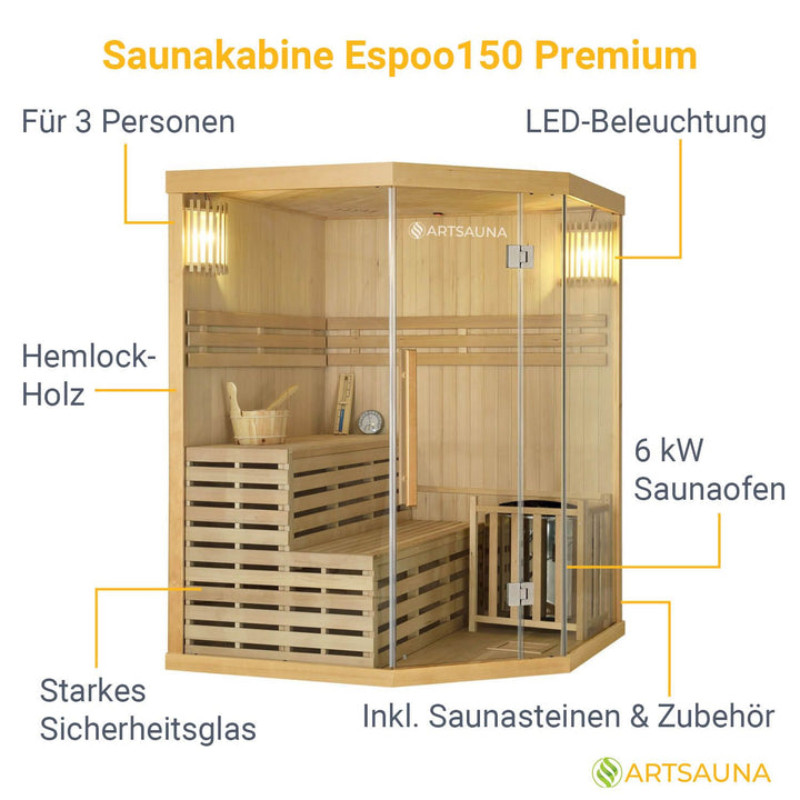 Indoor Sauna Espoo 150 Premium