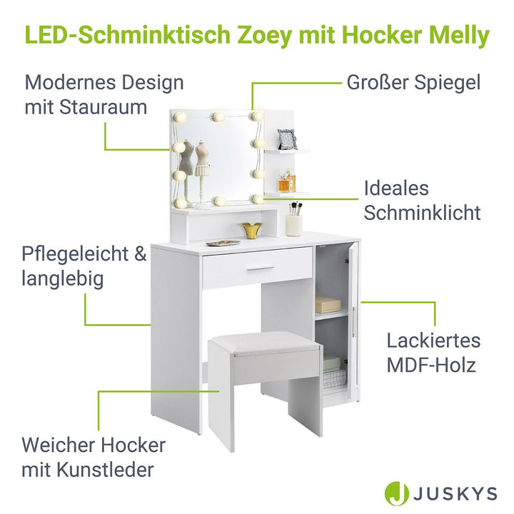 Schminktisch Zoey mit Hocker Melly